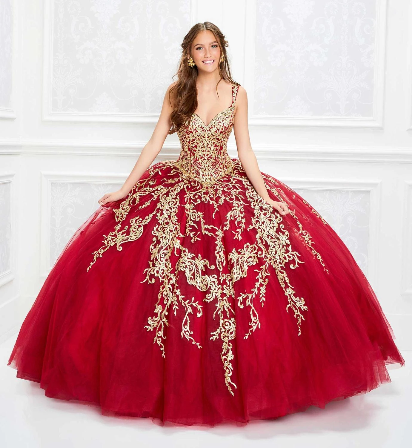 Red and gold sweet 16 dress Clearance