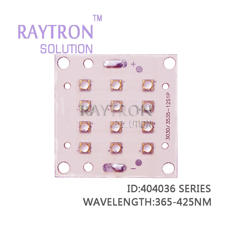 36 Вт raytron ультрафиолетовые светодиодные чипы, УФ-клей сушка, проверка банкнот, 365nm 385nm 395nm 405nm 415nm УФ светодиодный прожектор диод
