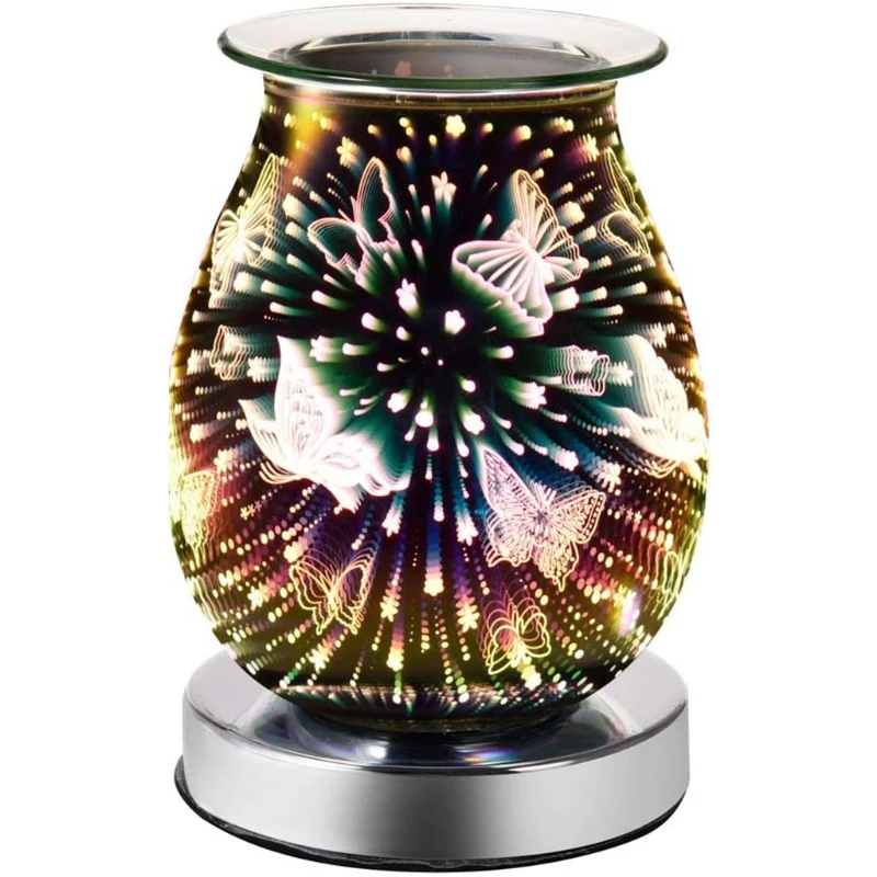 

Electric Essential Aroma Oil Wax Melt Incense Burner 3D Glass Firework Night Light Home Decoration Valentine Day Gift