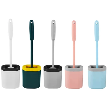 

Recableght Wall Mounted Toilet Brush Set Long Handle Soft TPR Brush Holder Thoroughly Clean Any Corner Bathroom Cleaning Tools