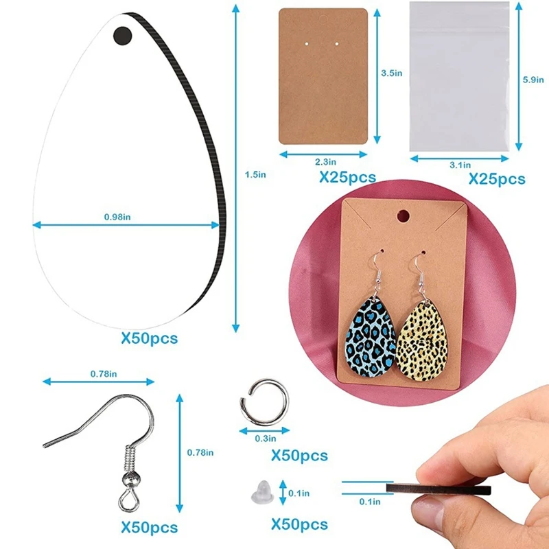 Double-sided Sublimation Blank Teardrop Earrings for Jewelry Making stud earrings dangle earrings 250 Pieces