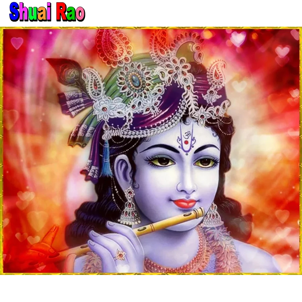 Hindu Lord Krishna Diy 5d Diamond Painting Stitch Kit Full Drill ...