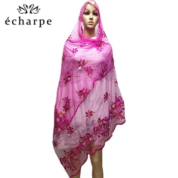 

African women scarf muslim embroidery net scarf hijab scarf Middle size scarf for shawls