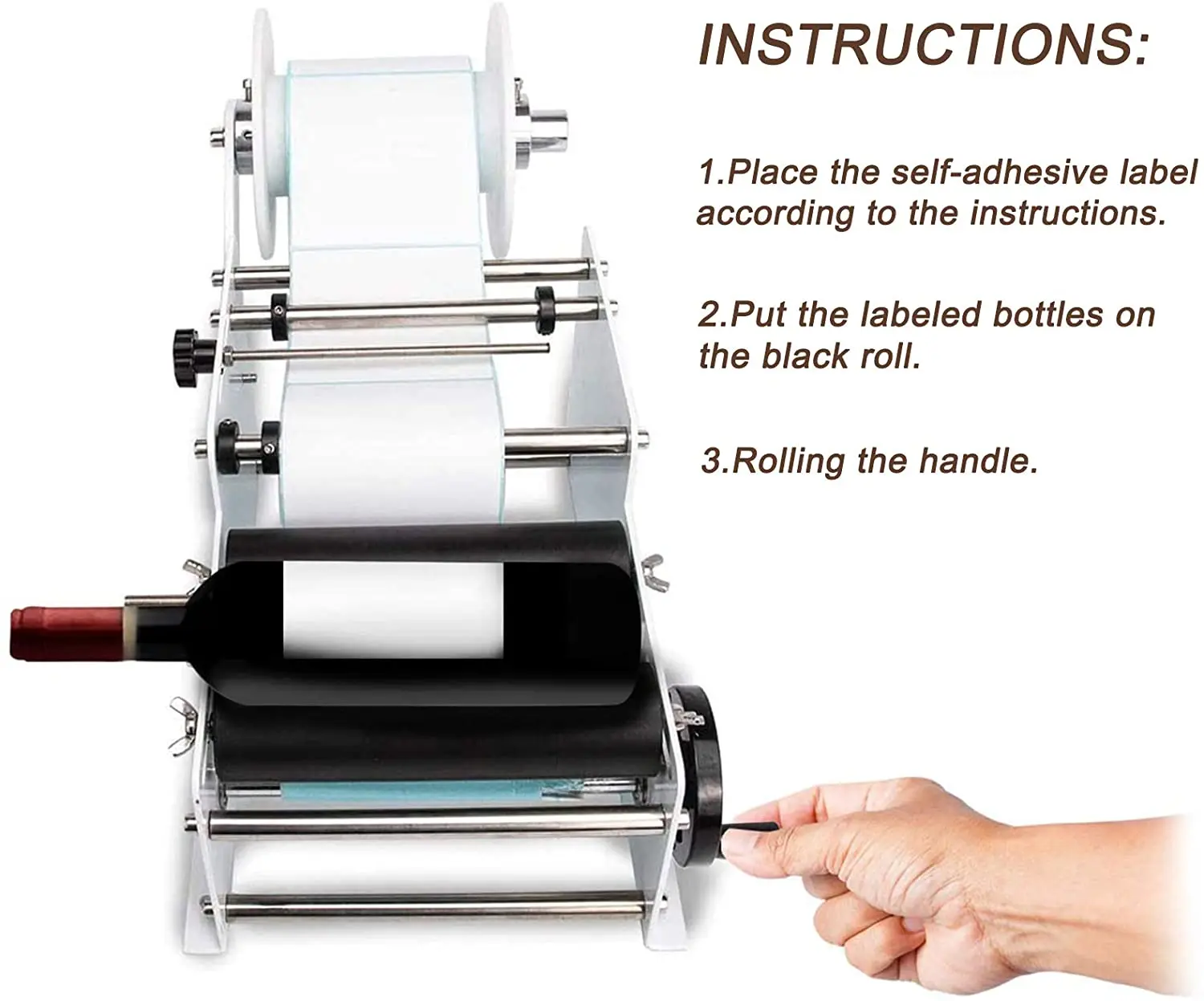 SUMEVE Manual Labeling Machine Bottle Adjustable Semi-Automatic Sticker Machine For Business Glass Metal Bottle MT30