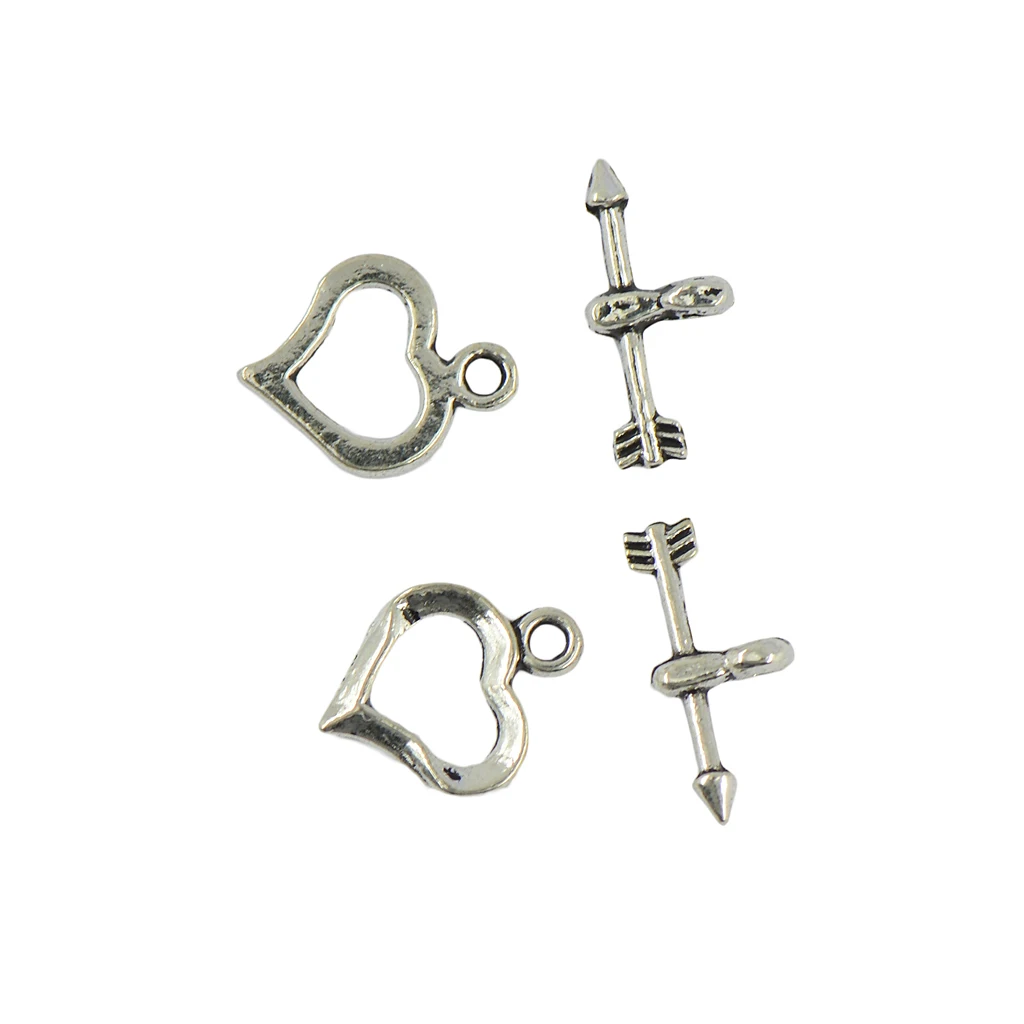 50Sets Tibetan silver color Cupids ARROW Heart Toggle Clasps Connector Jewelry DIY