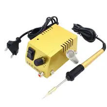 1 шт. Мини Регулируемая паяльная станция с термостатом+ 1 шт. инструмент для ремонта паяльника Ac 220 В паяльная станция портативная Weldin