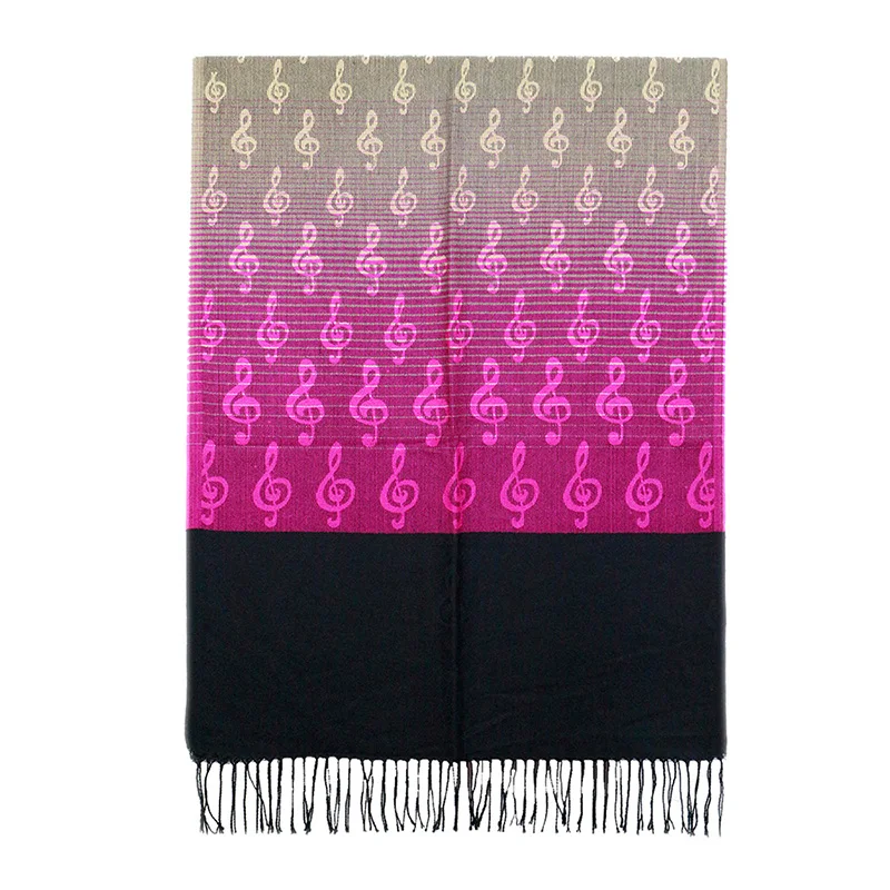 

женские шарф теплый зимний Winter Women Scarf Cashmere Wool Shawls Wrap Music G-clefs Pashmina Bandana Fringe