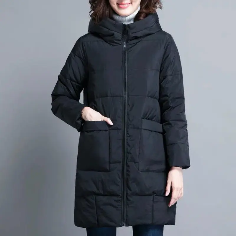 6XL стеганая зимняя пуховая Осенняя теплая куртка длинное женское пальто женские
