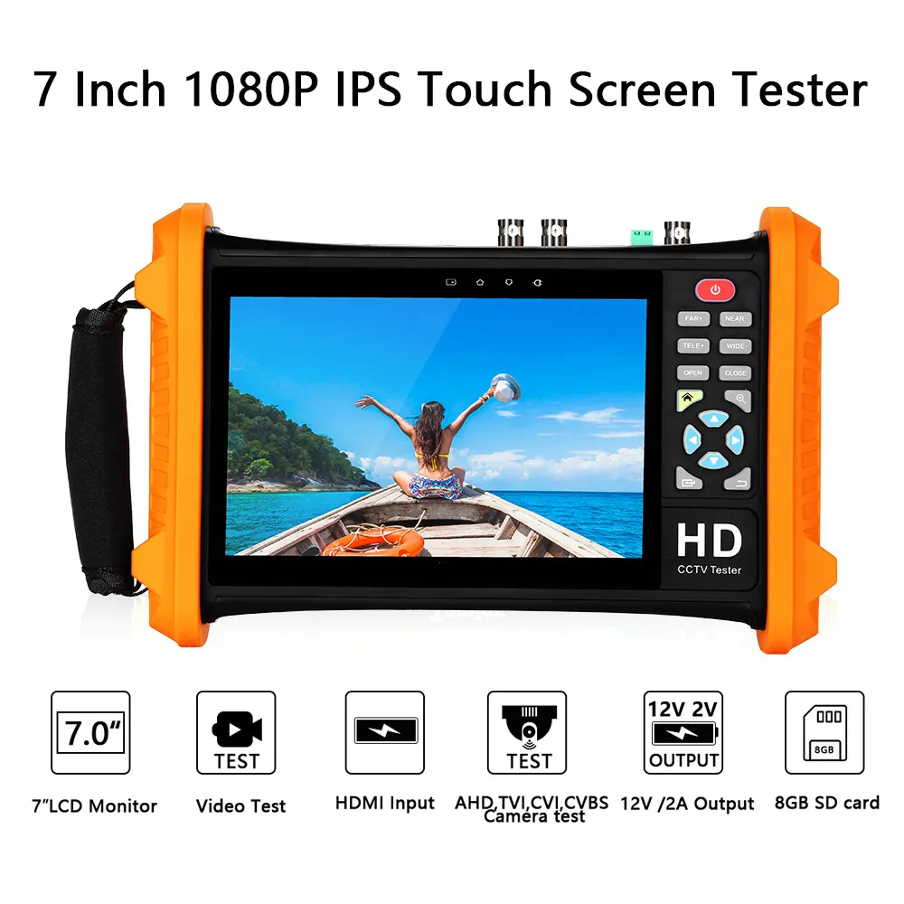 

7 Inch IPS Touch Screen Tester 1080P HD LCD display Security CCTV Tester CVBS Monitor TVI CVI AHD CVBS cameras Analog Tester