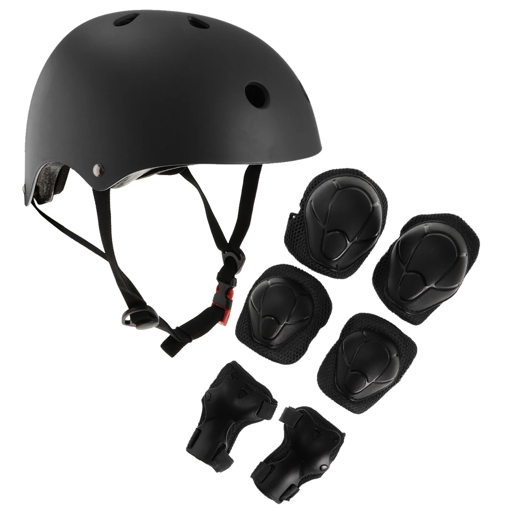 MagiDeal 7pcs Universal Kids Skateboard Safety Helmet Wrist/Knee/Elbow Pad Protective Gear Set - 5 Colors