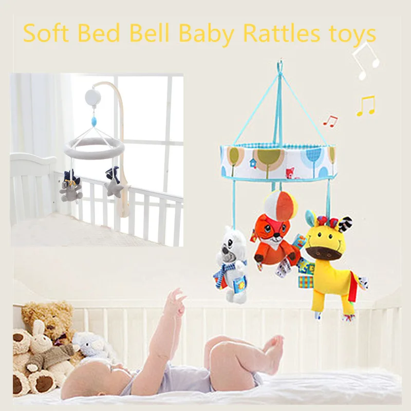 

360 Degree Rotate Baby Mobile Crib Toys Rabbit Musical Box with Holder Arm Music Newborn Rotating Bed Bell Plush Toy