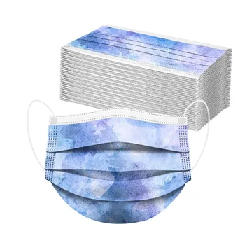 

50pcs Unisex Camouflage Adults Masks Tie-dye Prints Breathable Mask 3 Layer Non-woven Soft Face Mask Faceshield Mascarillas