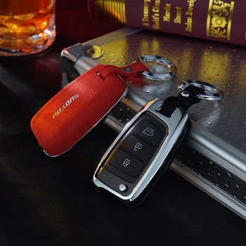

High quality Suede Leather 3 Butttons For Hyundai Solaris Elantra i30 i35 i40 Tucson Kona 2015 2016 2017 2018 2019 Car key case