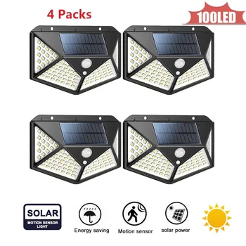 

LED Solar Light Powered LED Solar Lamp Panel 100 LED Motion Sensor IP65 Human Body Induction Outdoor Lighting Garden ABS Wall La