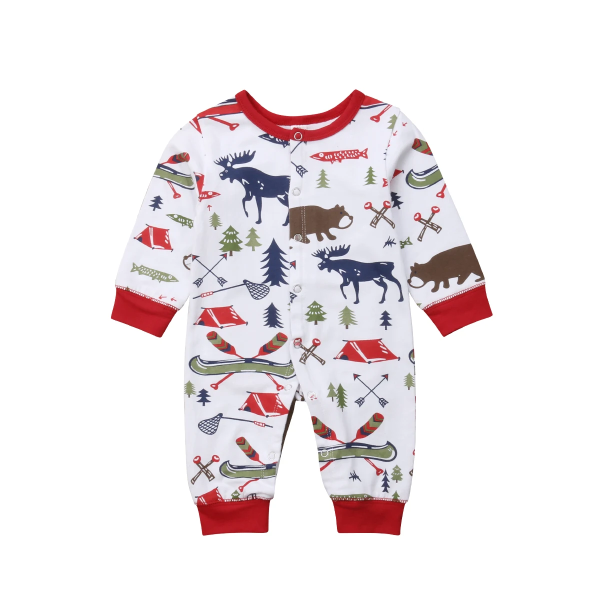 

Pudcoco Christmas Baby Clothes Newborn Infant Baby Boy Girl Xmas Deer Jumpsuit Happy Camper Romper one Pieces Cute Outfits