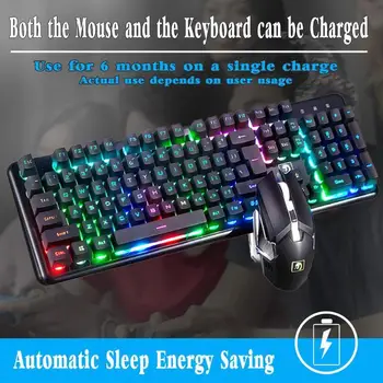 

Durable Keyboards Multi-function Wireless Mechanical Feel Backlight Keyboard Mouse Combo Set for Computer Gamer