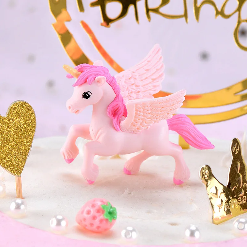 Miniature Rainbow Cake Decoration Unicorn Cake Flag Decoration Pegasus Unicorn Happy Birthday Party Cupcake Decoration Wedding