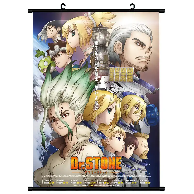 Japan Anime Dr Stone Ishigami Senku Shishio Tsukasa Wall Scroll Mural Poster Wall Hanging Poster Otaku Home Decor Collection Art Painting Calligraphy Aliexpress