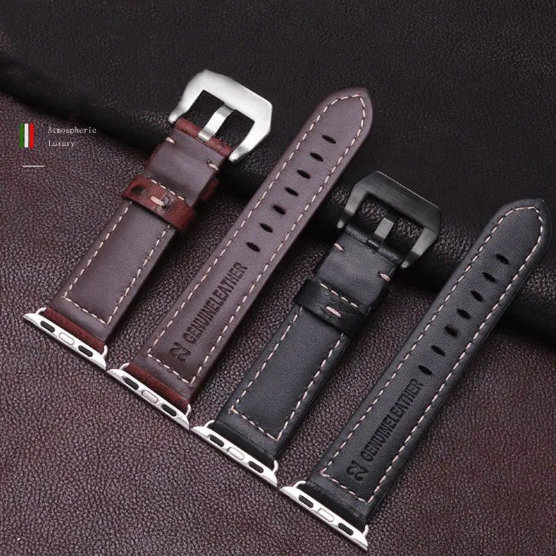 Ostrich pattern кожаный ремешок цвета: черная, синяя, коричневая Браслет Fit apple iwatch1/2/3/4 smart watch аксессуары