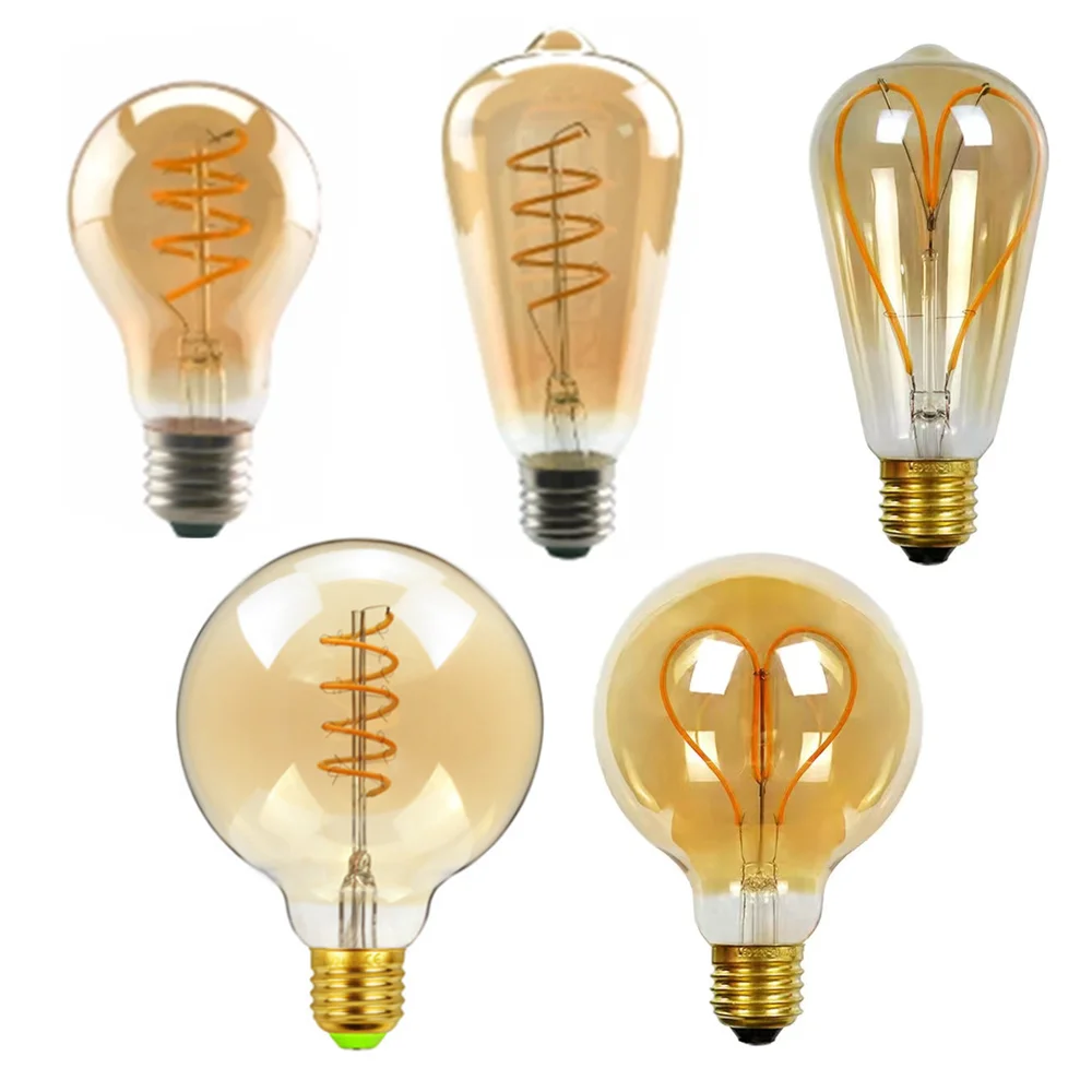LATTUSO A60 ST64 G80 Spiral Light LED Filament Bulb 4W 8W E27 220V Retro Vintage Lamps Decorative Lighting Dimmable Edison Lamp | Лампы и