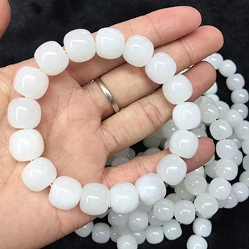 10mm to11mm white Прекрасный белый Копченый натуральный фиолетовый камень браслеты ведро бусины браслет Lucky для женщин мужчин простой здоровья камень браслет ювелирные изделия - Окраска металла: 10mm to11mm white
