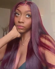 Pelo recto 13X6 peluca con malla frontal pelucas de cabello humano 99J Borgoña Pre-arrancado 180% Remy pelo profundo parte pelucas para mujeres brasileño