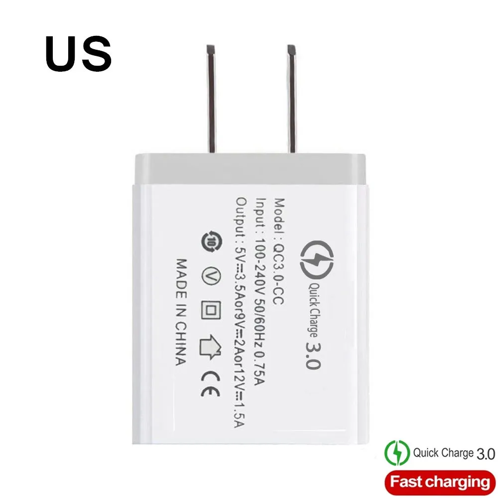 EU/US быстрое Зарядное устройство 5 V/3.5A QC 3,0 USB телефон Зарядное устройство настенное быстрое Зарядное устройство кабель для iphone plus Apple samsung huawei Xiaomi Android - Тип штекера: US  White