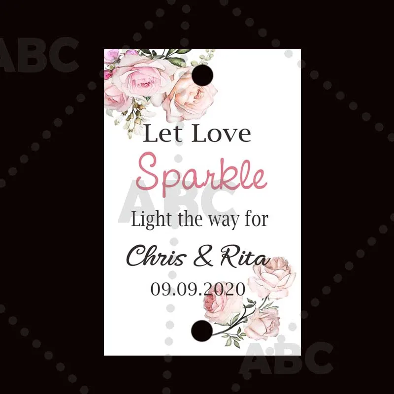 ABC-100 шт Персонализированные Свадебные фейерверки метки, Sparkler/светящиеся палочки метки-пусть любовь блеск