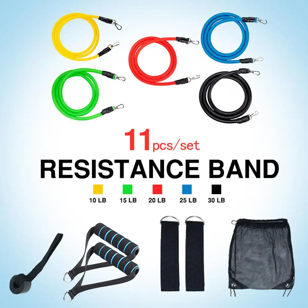 

11 pcs Yoga Band Tube Resistance Bands Set Fitness Elastic Rubber Band Training Workout Expander Pull Rope Gym Fitness Equipment