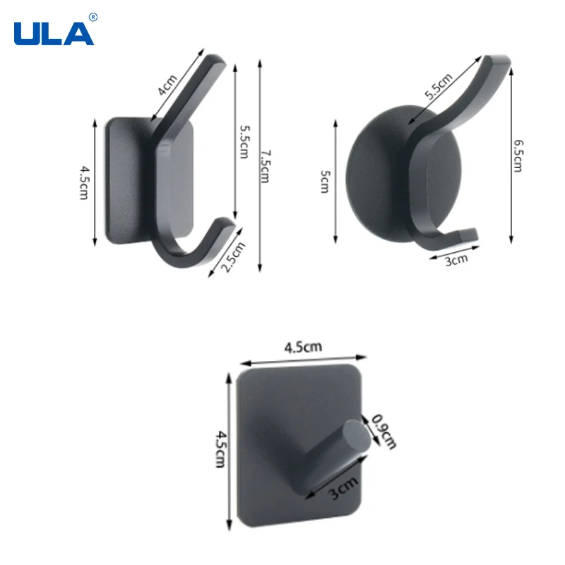 ULA Self Adhesive Wall Hooks Robe Hook Wall Hook Towel for Bathroom Coat Rustproof Hanger for Kitchen Hardware