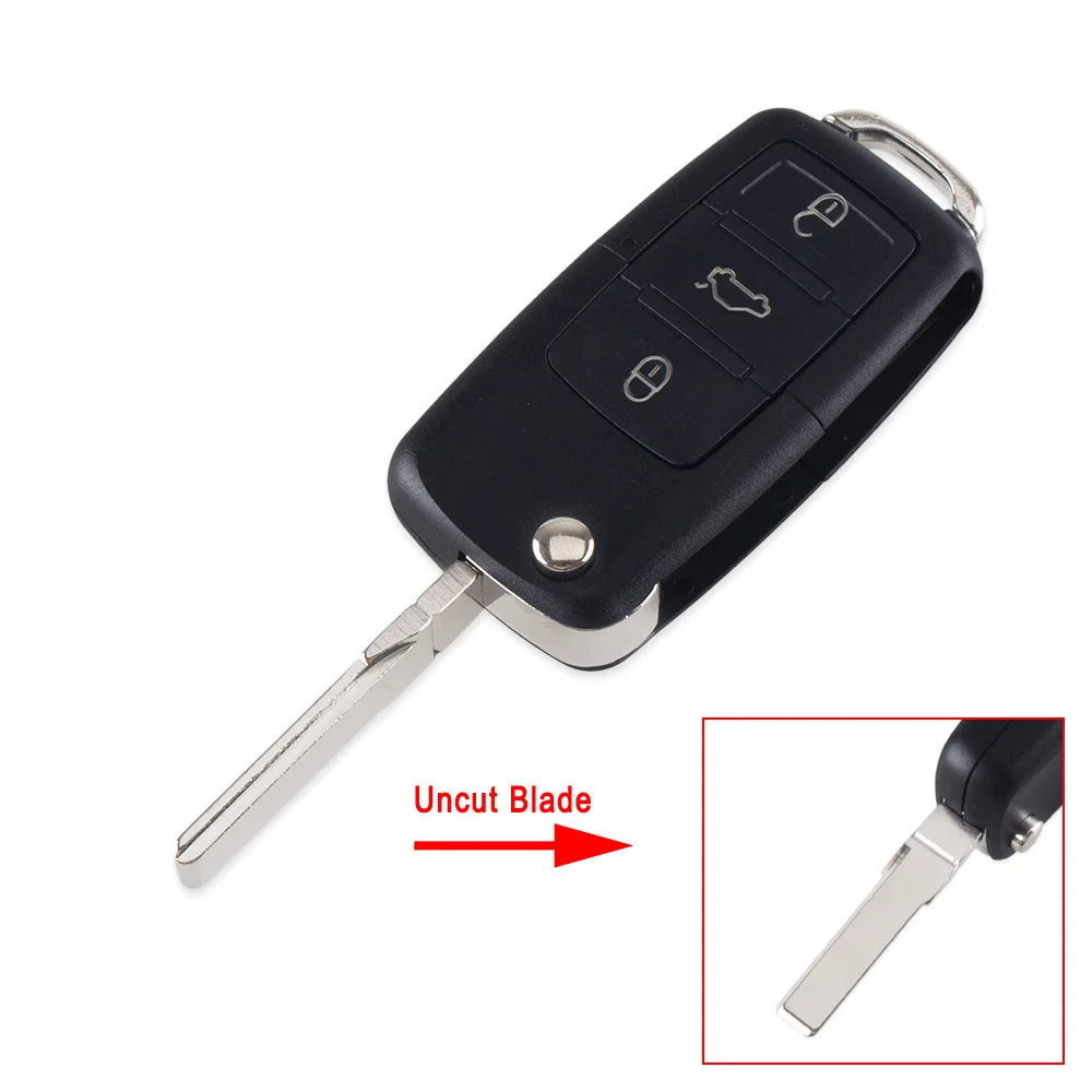 KEYYOU 2 кнопки дистанционного ключа автомобиля 434 МГц для VW Volkswagen Skoda Seat Jetta Passat Beetle Polo Bora Golf ID48 чип 1JO 959 753 DA - Количество кнопок: Uncut Blade
