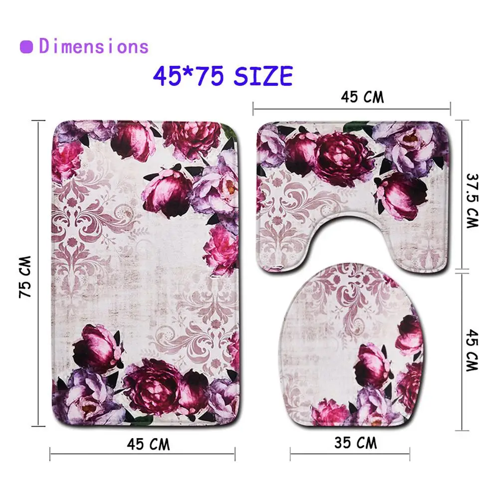 HobbyLane 3 шт./компл. с модным принтом крышка для унитаза водопоглощение Ванная комната коврики Нескользящие U образный ковер машинного плетения