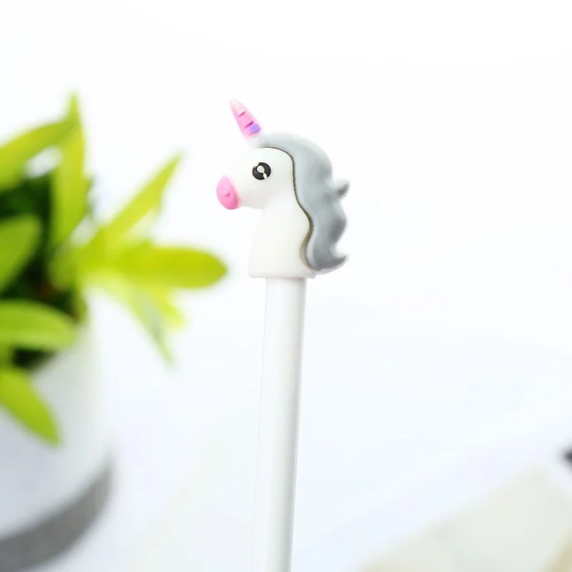 Unicorn White 1pc Креативные милые гелевые ручки каваи Фламинго единорог мультфильм животное Школа Офис фрукты Альпака свинья канцелярские принадлежности Kawai стационарная вещь - Цвет: Unicorn White 1pc
