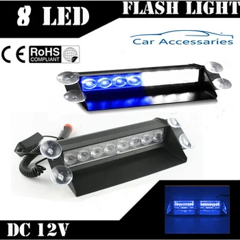 

Car Truck Emergency Flasher Dash Strobe Warning Light Day Running Flash Led Police Lights 8 LEDs 3 Flashing Modes 12V car lights