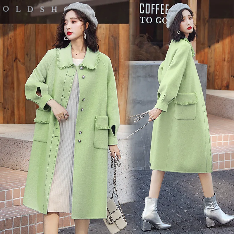 

Cool by Age Fashion Western Style Comfortable Versatile Slimming Mixed Colors Long Woolen Jacket 2019 Autumn And Winter New Styl