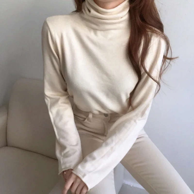 

XYY store women's Korean casual simple versatile sweater Pullover soft and comfortable solid color long sleeve warm knittedswear