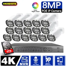 

CCTV Security System 16CH POE NVR For 8mp Bullet Full Color Night Vision Two Way Audio Video Surveillance POE IP Camera Kits