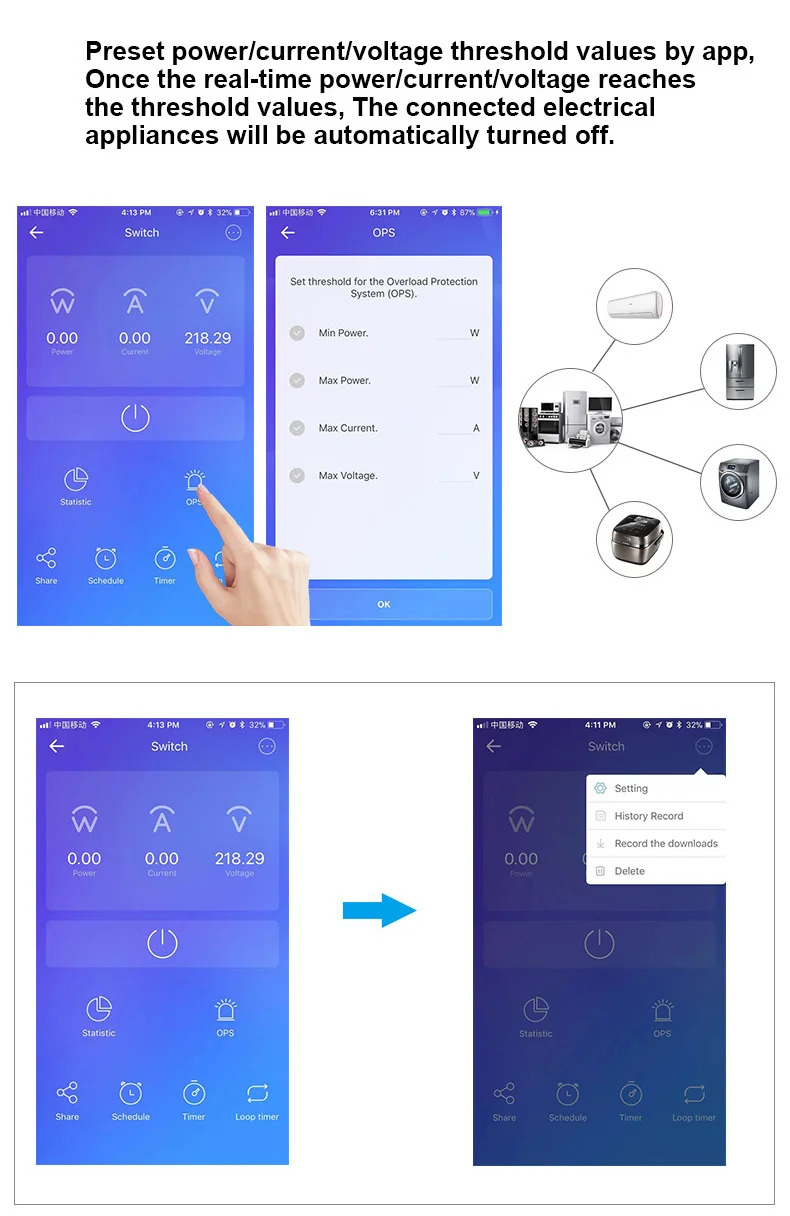 Wifi Smart RCBO выключатель остаточного тока с контролем энергии, совместимый с Alexa, Google Home для умного дома RS485