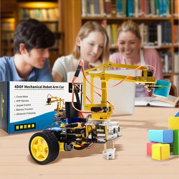 Keyestudio 4DOF Mechanical Arm Robot Car Learning Starter Kit W PS2 Contoller for Arduino Robot