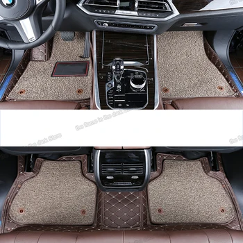 

lsrtw2017 wire leather car interior floor mats for bmw x5 2019 2020 2021 G05 two layers carpet luxury rug accessories auto foot
