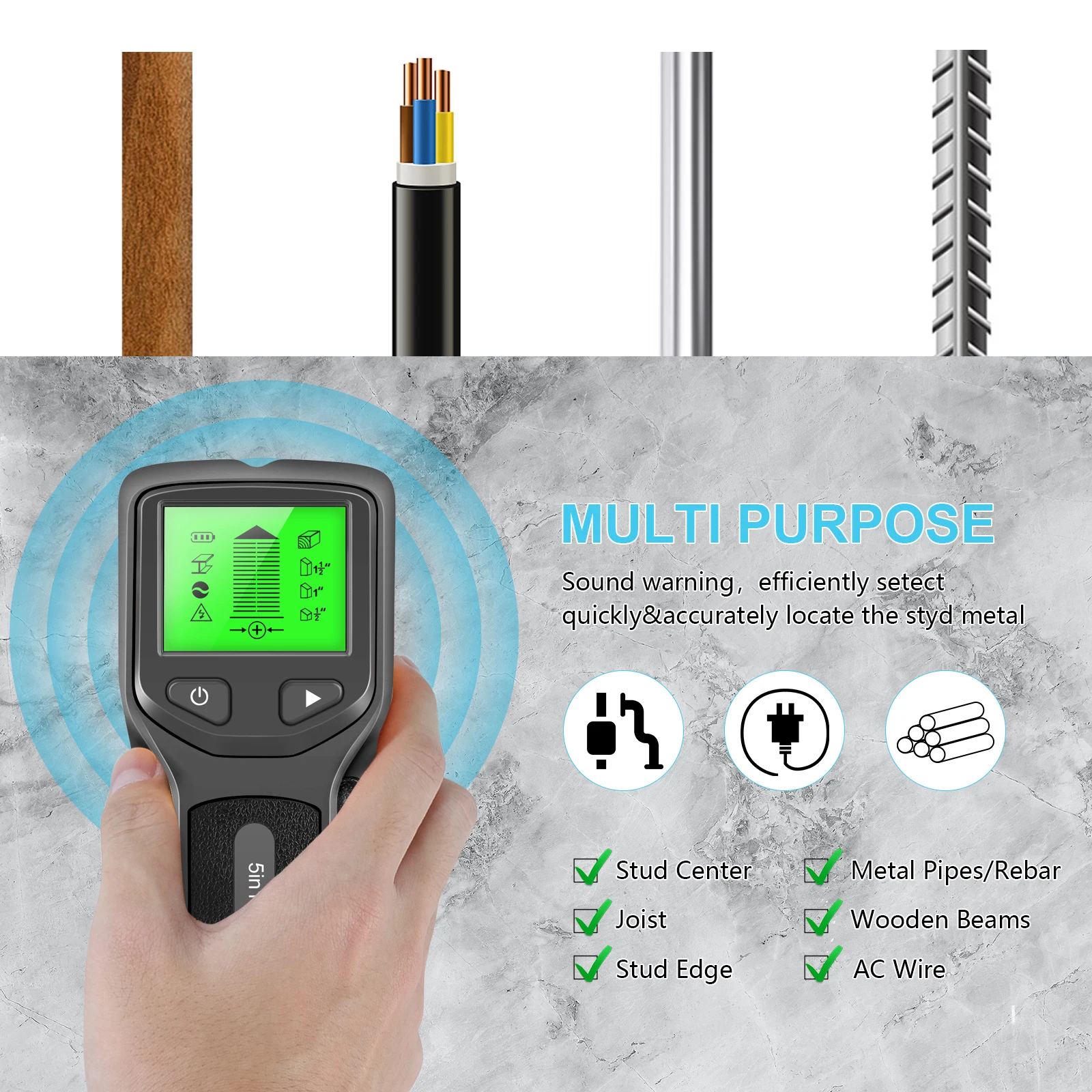 Metal Detector 1 In 1 Wall Detector Wood Stem Finder