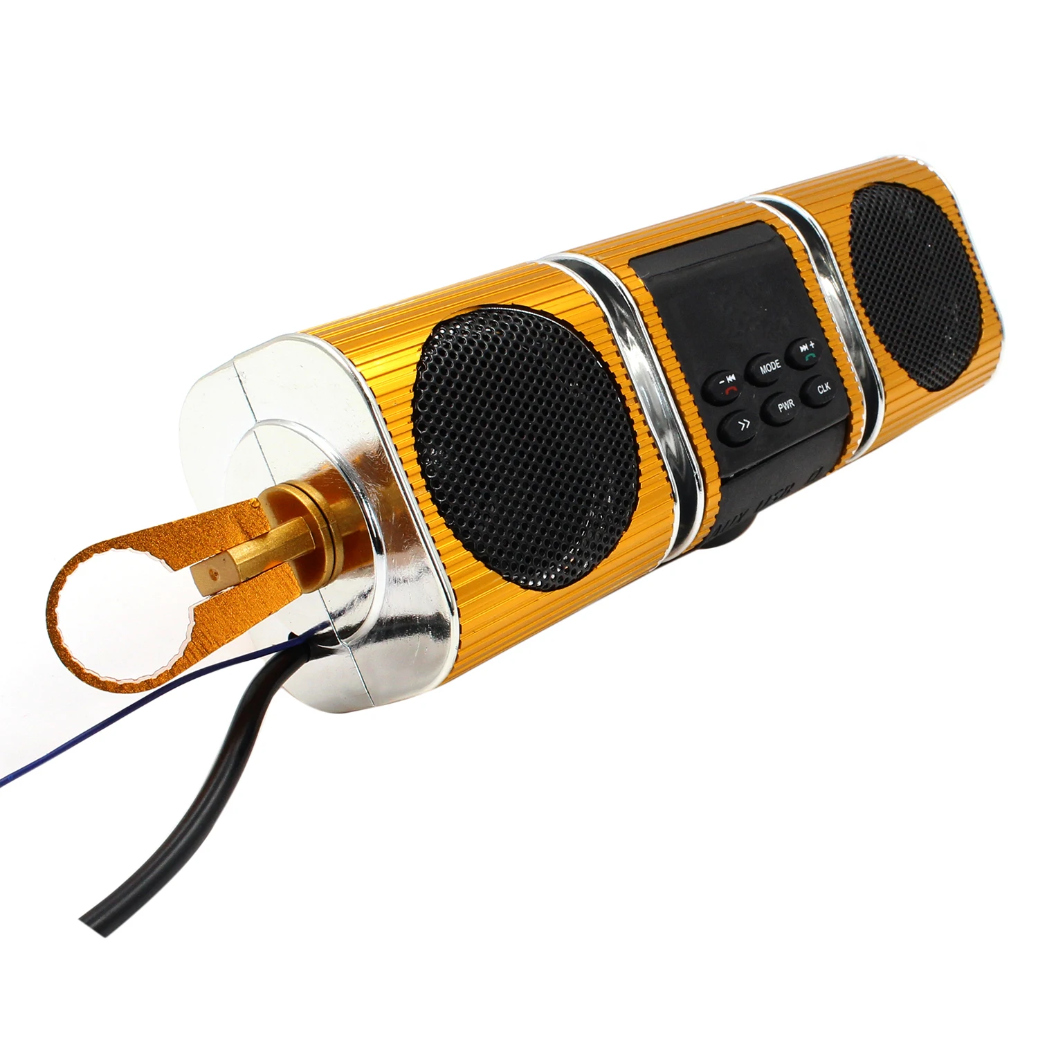 Мотоцикл MP3 музыкальный плеер BT Bluetooth динамик FM радио водонепроницаемый регулируемый кронштейн светодиодный дисплей стерео аудио плеер золотой