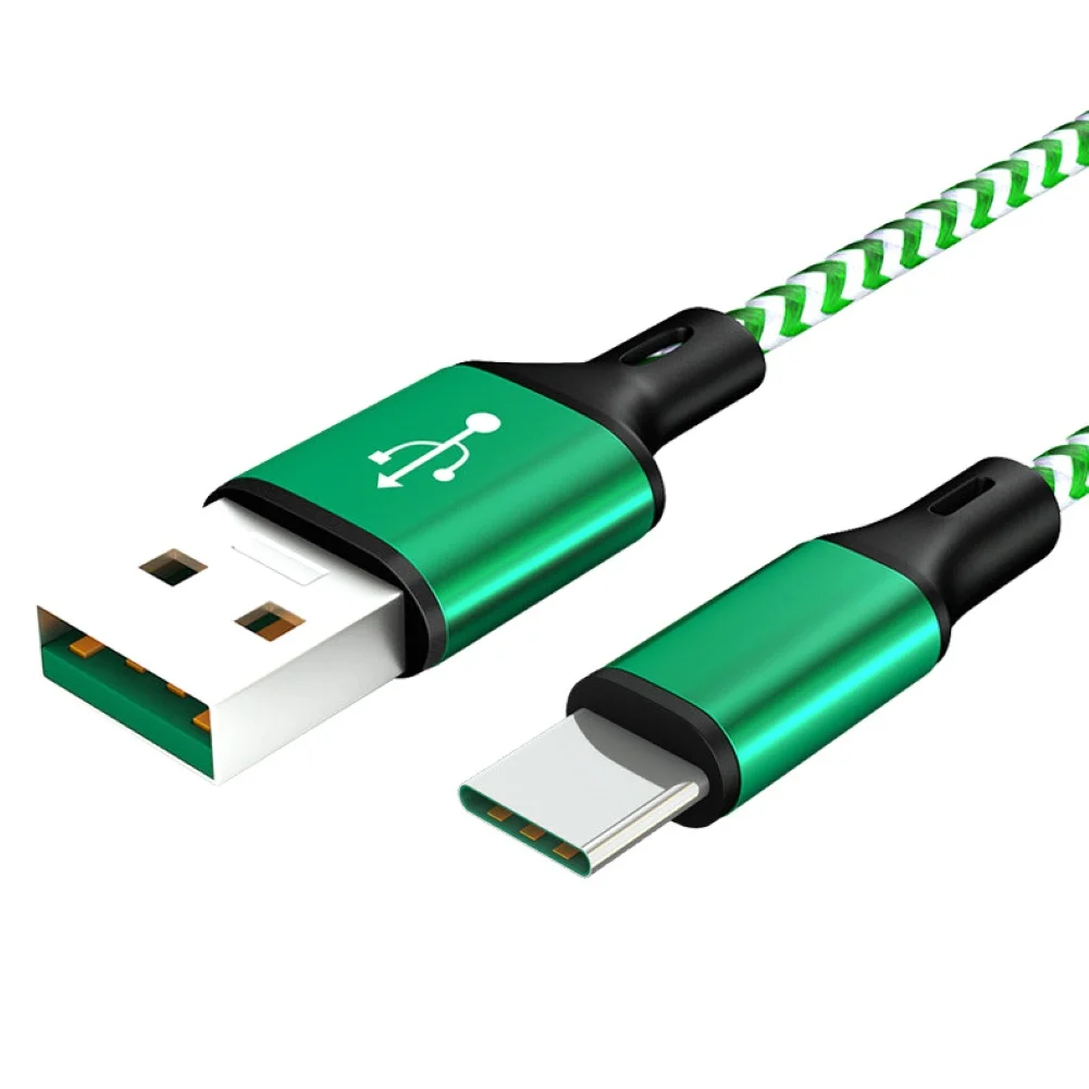 Нейлоновый Плетеный type-C кабель для быстрой зарядки кабель для зарядки данных USB-C кабель передачи данных для OPPO FINDX VOOC type-c кабель - Цвет: Зеленый