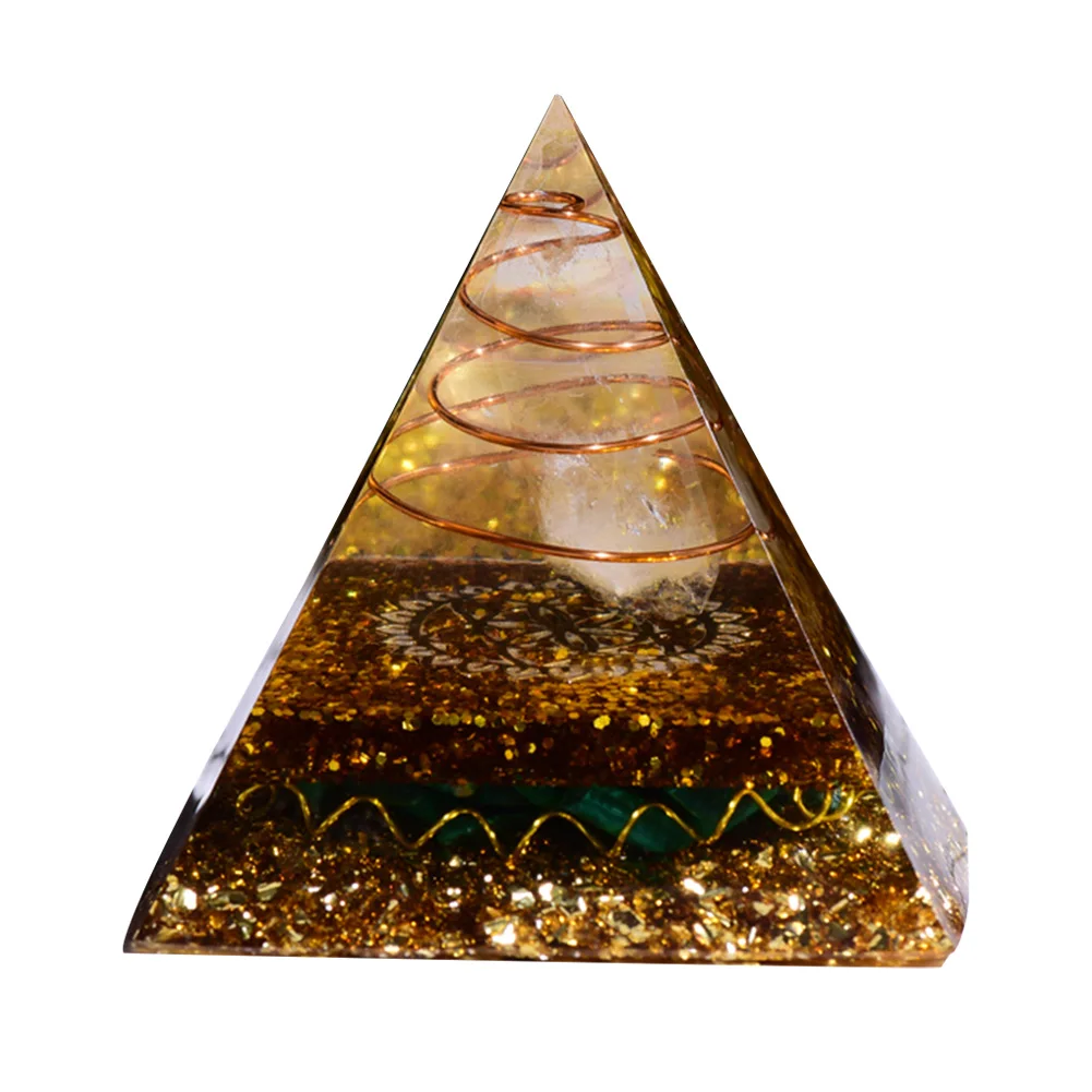 Tree of Life Orgone Pyramid Crystal Energy Orgonite Pyramid Peridot Healing Gem Stones EMF Orgonite Chakra Reiki Meditaiton Tool 