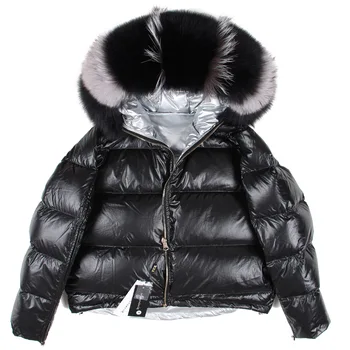 

winter jacket women Down natural fox fur collar coat short white duck down real fur coat