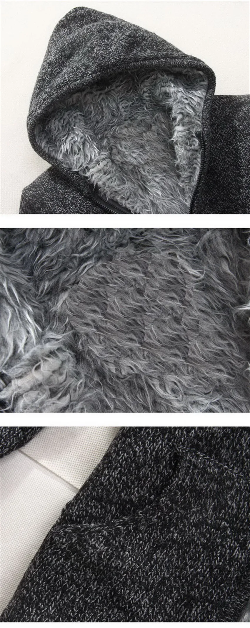 Autumn Winter Mens Thick Warm Sweatercoat Collar Zipper Hooded Sweater Coat Outerwear Winter Fleece Cashmere Sweaters pull Homme