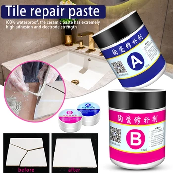 

2pcs/set Ceramic Repair Paste Floor Toilet Bathroom Sink Tile Repair Agent Multipurpose JS22