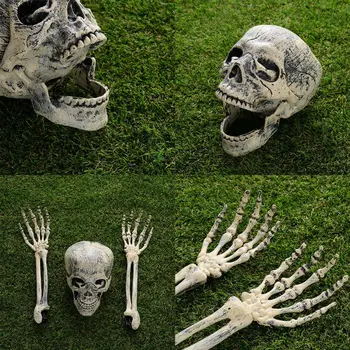 

3PCS/SET Halloween Skeleton Hand Bone Skull Ghost Hand Ghost Head Set Halloween Spoof Products