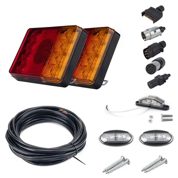 

8LED Outdoor Durable Side Marker ABS Truck Tail Trailer Light Kit Plug Cable Signal Heavy Duty Accessories RV Number Plate Lamp