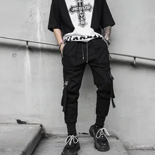 Мужские черные штаны-шаровары в стиле хип-хоп, уличная одежда с несколькими карманами, мужские спортивные штаны, уличная одежда, повседневные мужские штаны в стиле хип-хоп, M-2XL